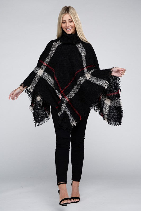 Turtleneck Knit Pancho