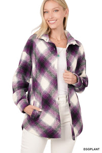 Yarn Dyed Plaid Shacket with Pockets