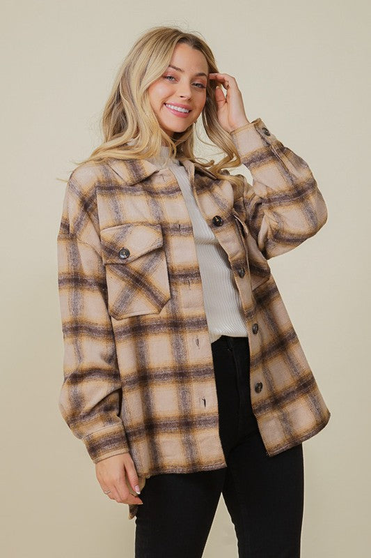 Oversized Plaid Shacket - Multi Colors