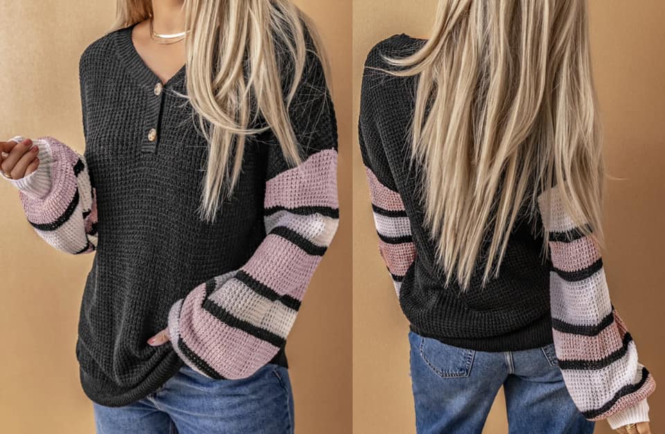 Striped Raglan Sleeve Drop Shoulder Sweater Presale