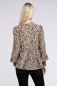 Leopard Print Ruffle Hem Blouse