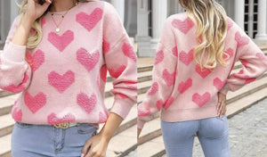 Light Pink Heart Knit Sweater Presale $25