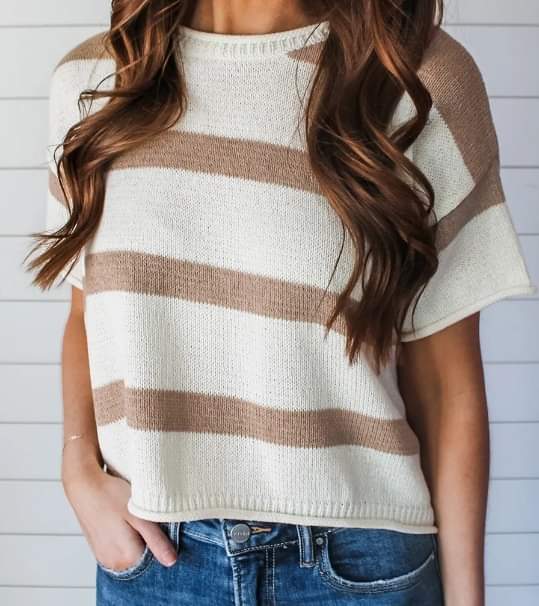 Brown Stripe Lightweight Knitted Top Presale