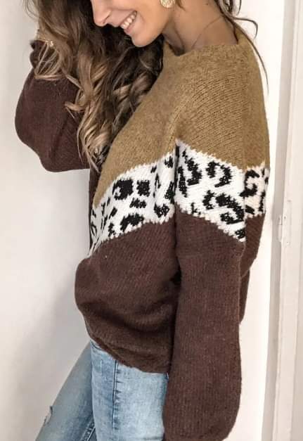 Brown Leopard Chevron Sweater Presale