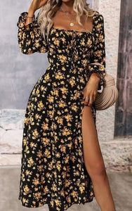 Black Floral Tie Dress Presale