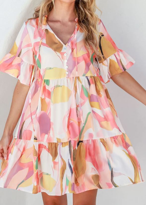 Pink Geometric Abstract Dress Presale