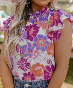 Purple Floral Blouse Presale