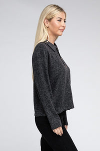 Brushed Melange Hacci Collared Sweater