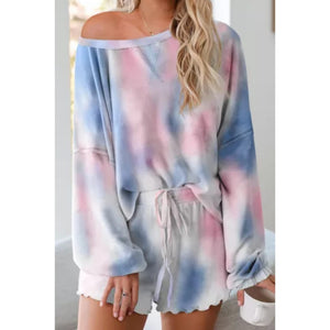 Blue Tie Dye Two Piece Cozy Set