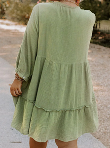 Plus Size Green Ruffle Dress Presale