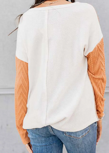 Orange Colorblock Chest Pocket Top Presale