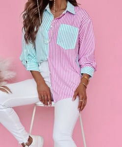 Color Block Striped Shirt Presale