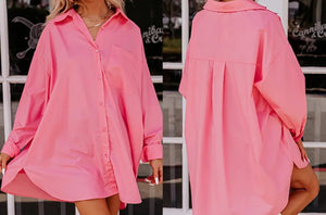 Pink Solid Oversized Tunic Shirt Presale