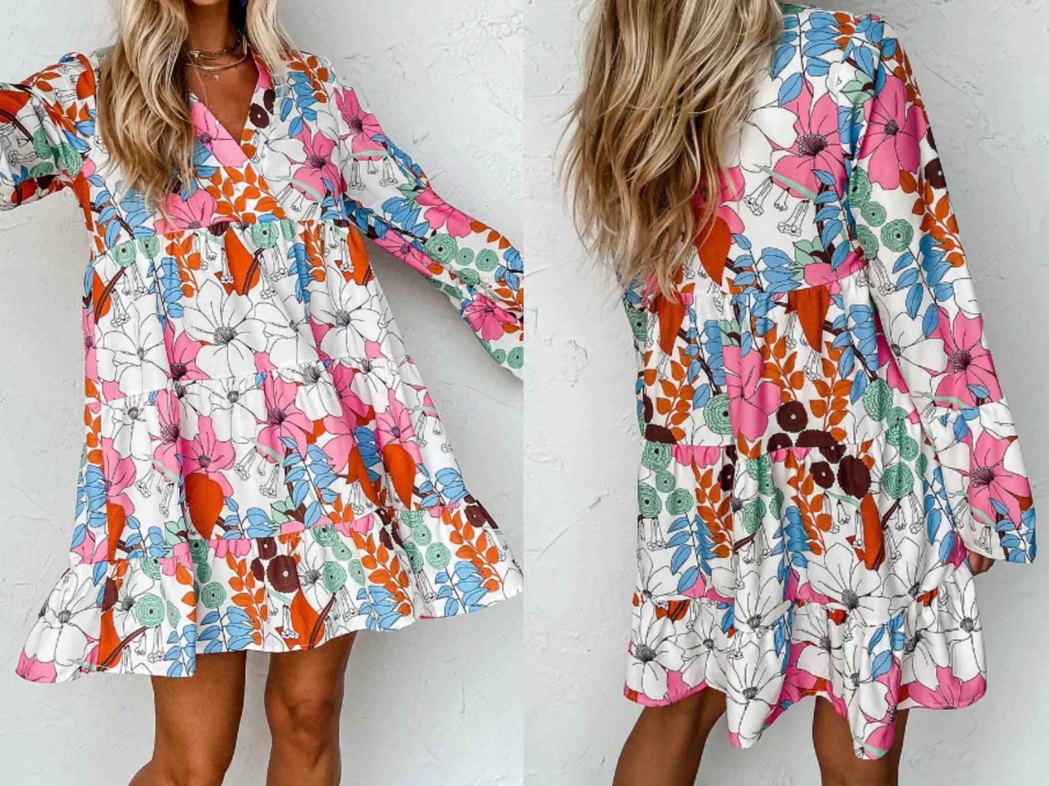 White Tiered Floral Mini Dress Presale