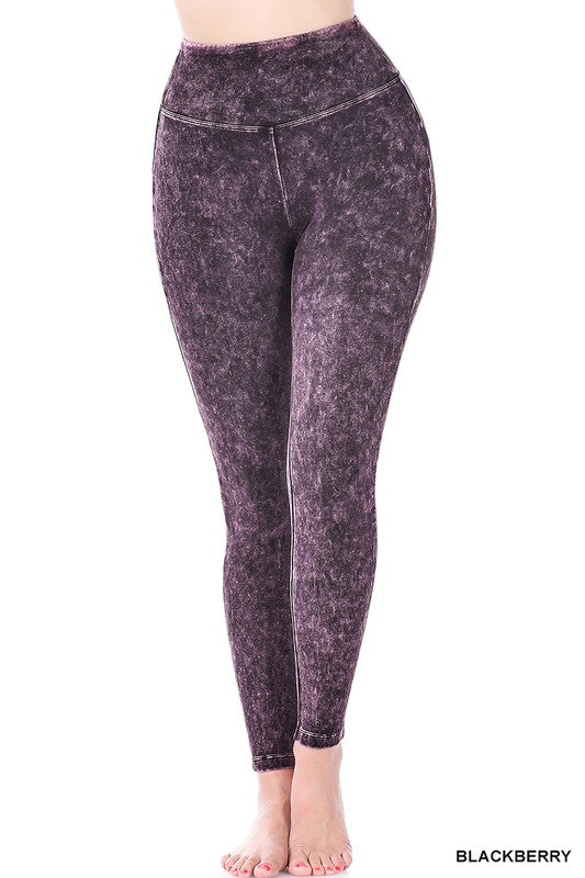 MINERAL WASHED WIDE WAISTBAND YOGA LEGGINGS – Happy Lily Boutique