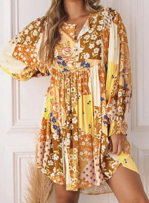 Yellow Boho Floral Dress Presale