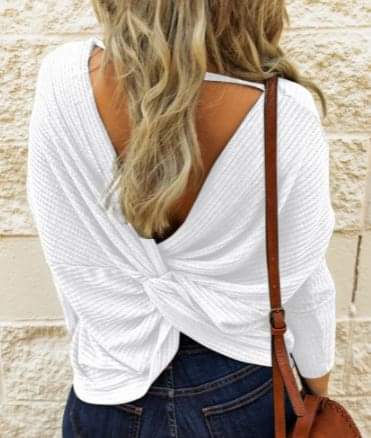 White Twist Waffle Knit Top