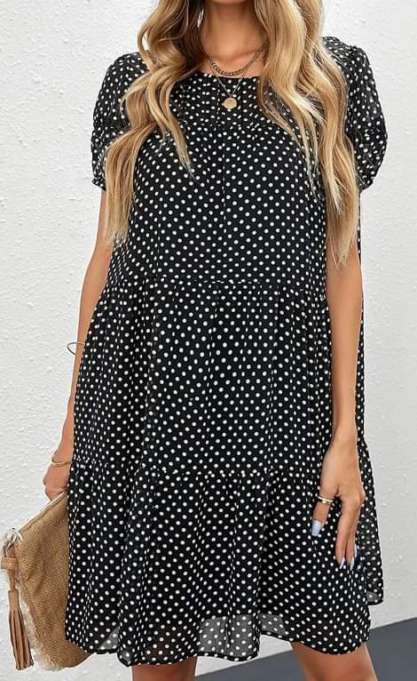 Black and White Dot Tier Swing Dress Presale