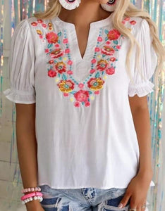 White Embroidery Blouse Presale