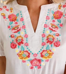 White Embroidery Blouse Presale