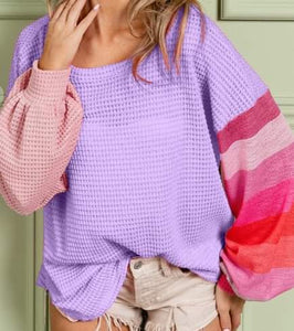 Lavender Popcorn Colorblock Top