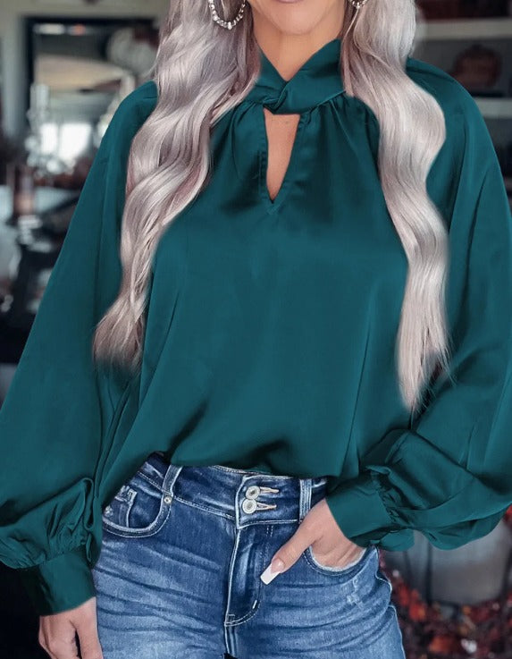 Green Twist High Neck Top Presale