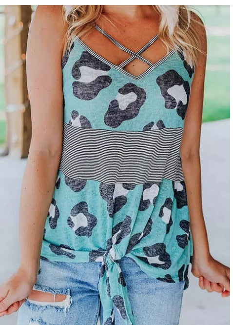 Sky Blue Printed Tank