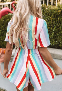 Multi Color Front Tie Romper Presale