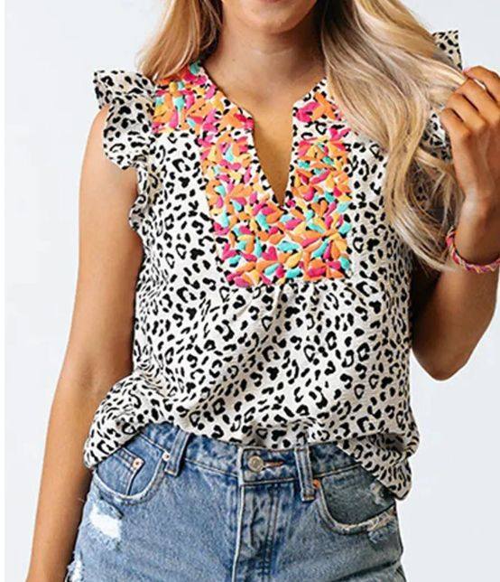 Leopard Dot Embroidered Blouse Presale